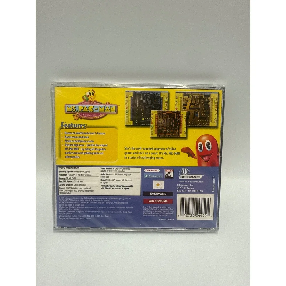 Ms. Pac-Man Quest for the Golden Maze PC Game Windows 95/98/Me Jewel Case 2001